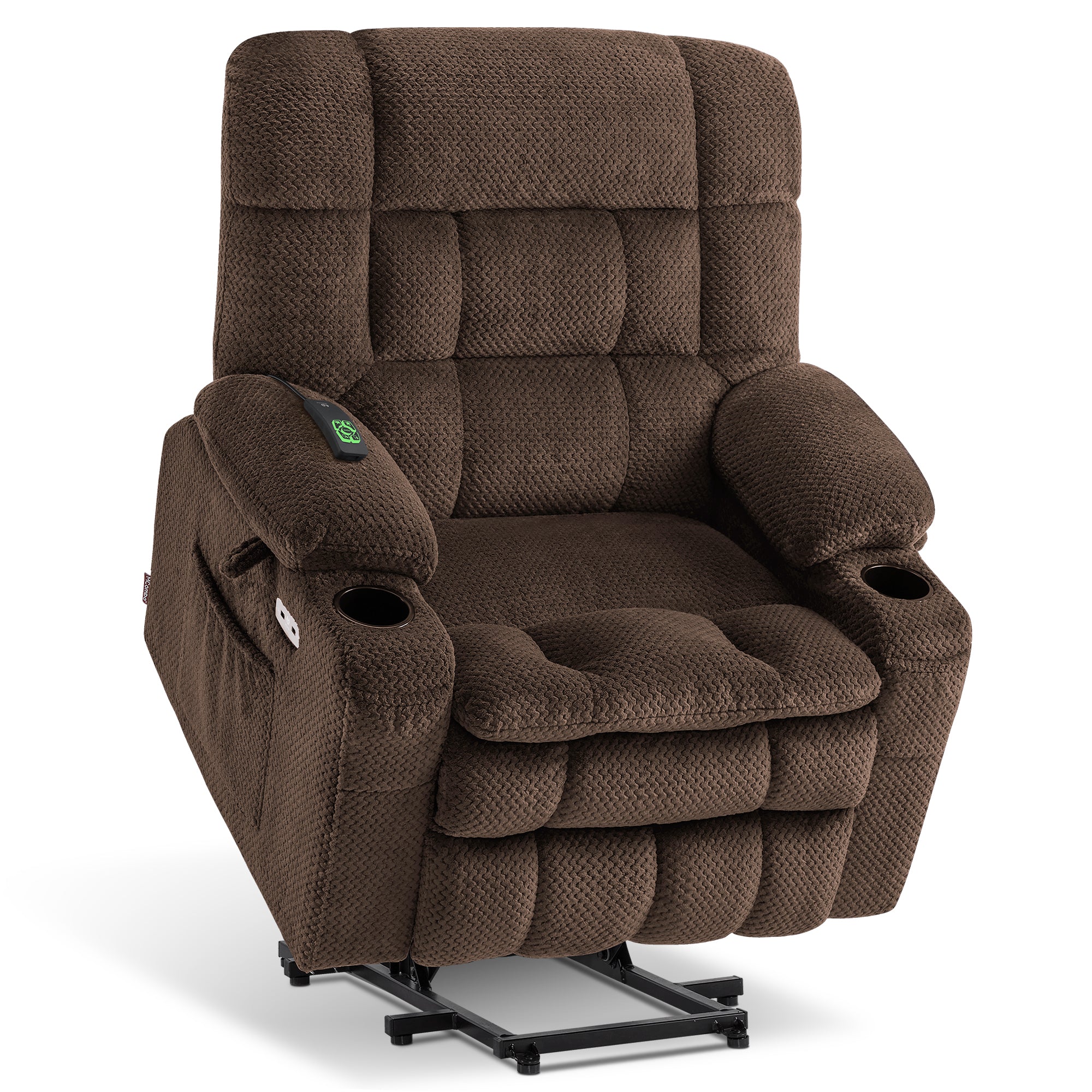 MCombo Dual Motor Power Lift Recliner Chair with Massage and Heat for Elderly People, Infinite Position, USB Ports, Cup Holders, Extended Footrest, Fabric, 7890 Series