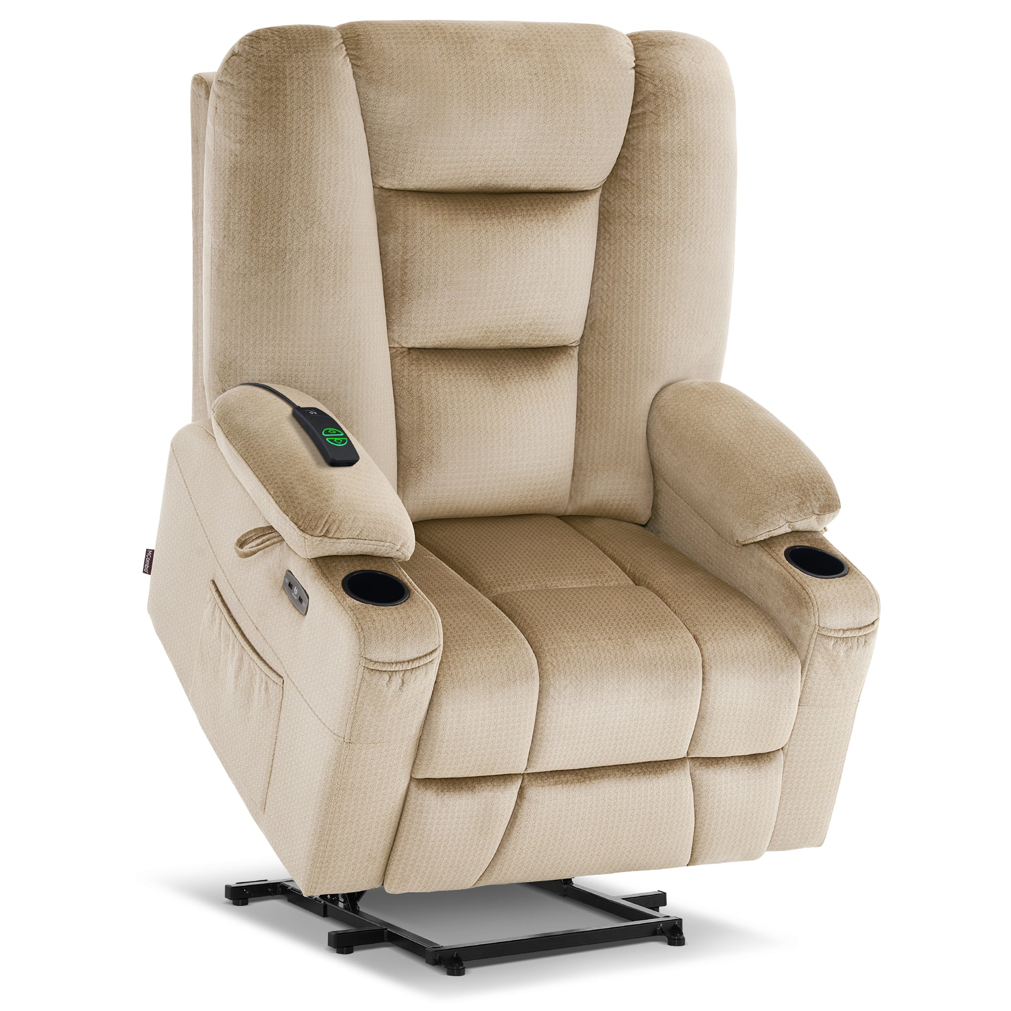 MCombo Large-Wide Power Lift Recliner Chair with Massage and Heat for Big and Tall Elderly People, Fabric R7541