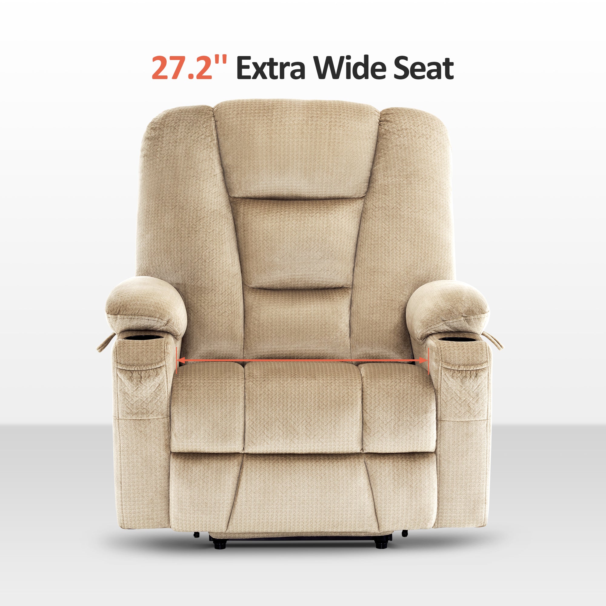 MCombo Large-Wide Power Lift Recliner Chair with Massage and Heat for Big and Tall Elderly People, Fabric R7541