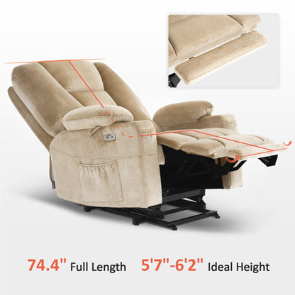 MCombo Large-Wide Power Lift Recliner Chair with Massage and Heat for Big and Tall Elderly People, Fabric R7541