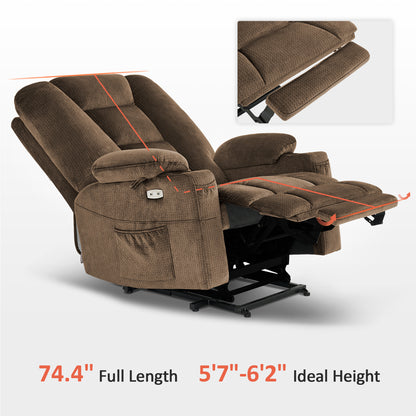 MCombo Large-Wide Power Lift Recliner Chair with Massage and Heat for Big and Tall Elderly People, Fabric R7541