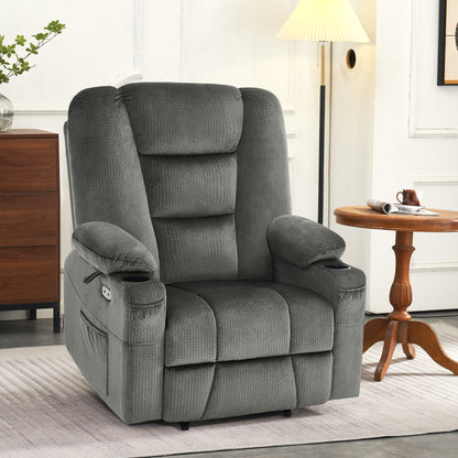 MCombo Large-Wide Power Lift Recliner Chair with Massage and Heat for Big and Tall Elderly People, Fabric R7541