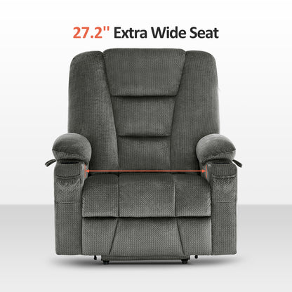 MCombo Large-Wide Power Lift Recliner Chair with Massage and Heat for Big and Tall Elderly People, Fabric R7541