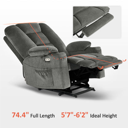 MCombo Large-Wide Power Lift Recliner Chair with Massage and Heat for Big and Tall Elderly People, Fabric R7541