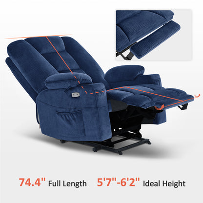 MCombo Large-Wide Power Lift Recliner Chair with Massage and Heat for Big and Tall Elderly People, Fabric R7541