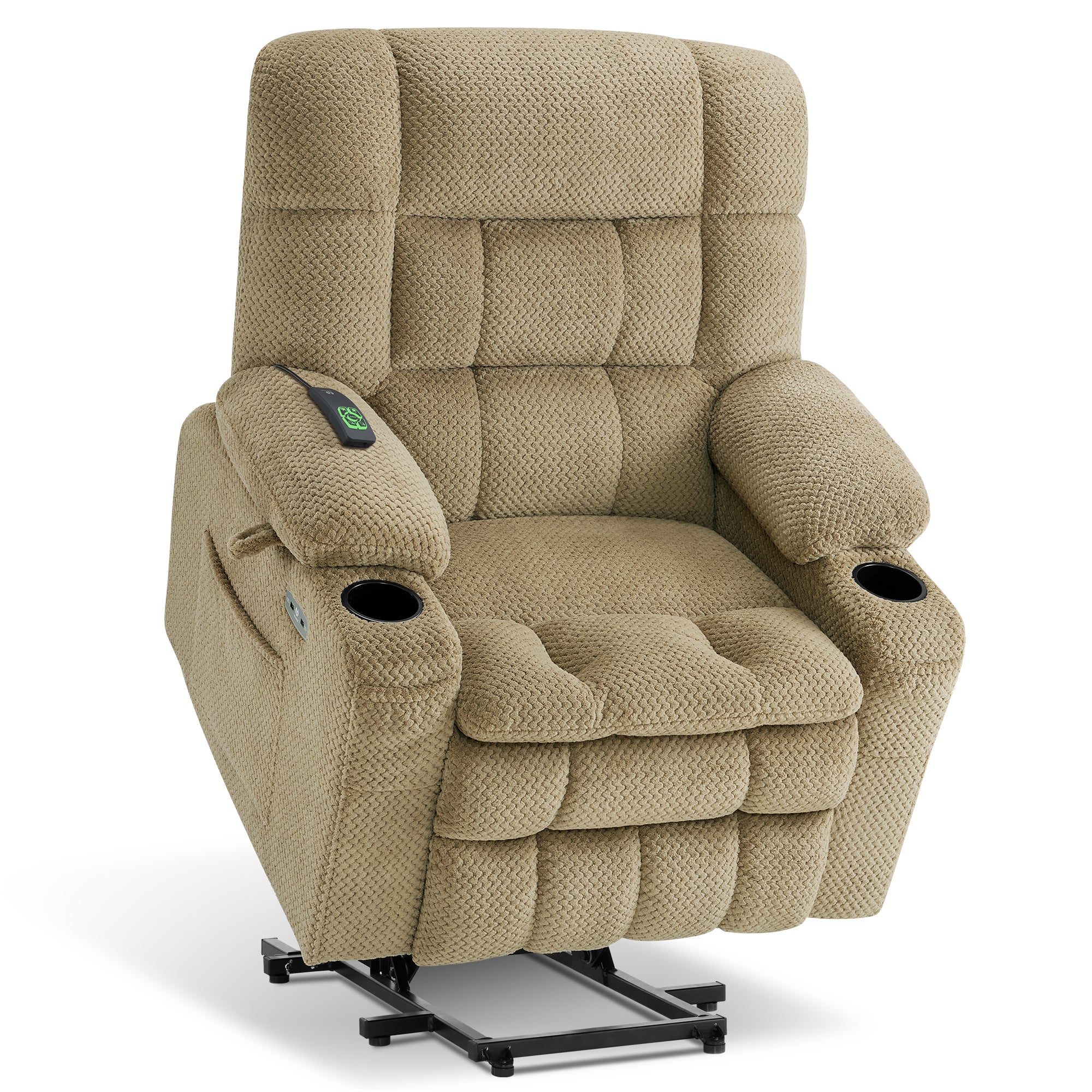 MCombo Dual Motor Power Lift Recliner Chair with Massage and Heat for Elderly People, Infinite Position, USB Ports, Cup Holders, Extended Footrest, Fabric, 7890 Series