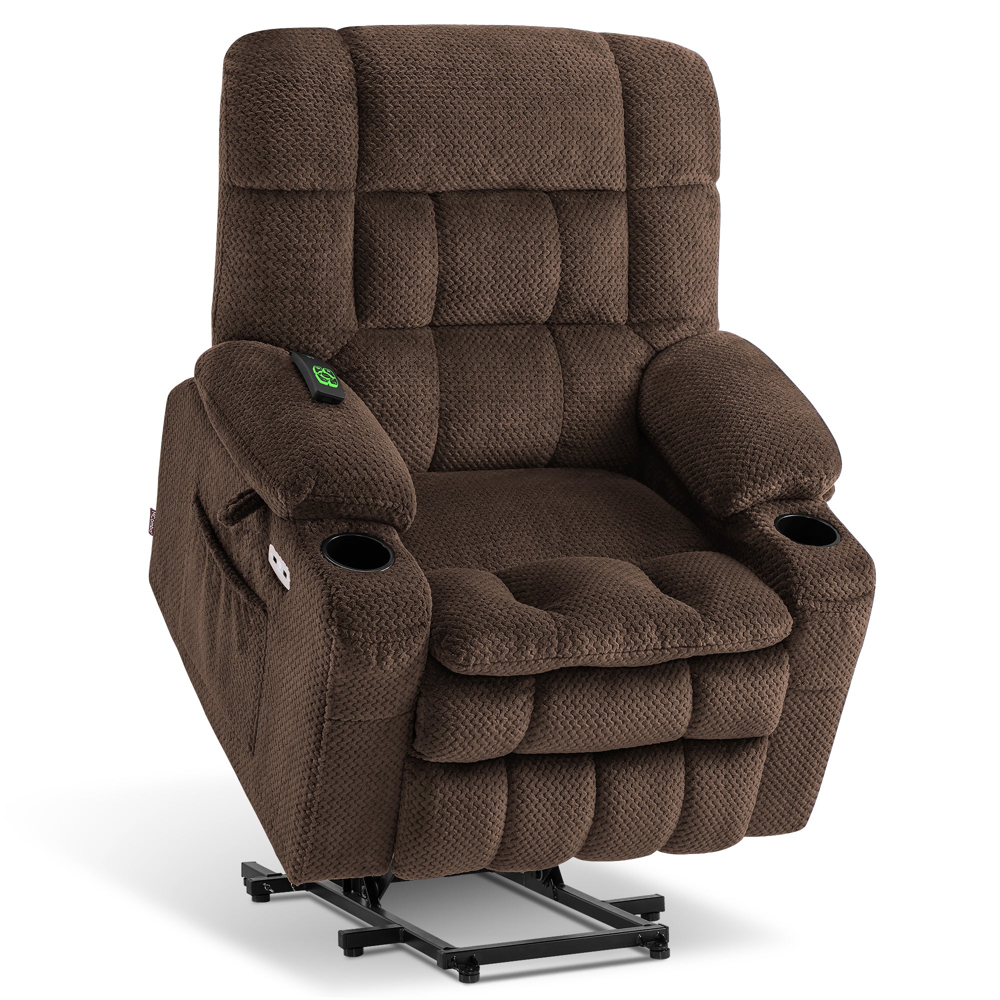 MCombo Dual Motor Power Lift Recliner Chair with Massage and Heat for Elderly People, Infinite Position, USB Ports, Cup Holders, Extended Footrest, Fabric, 7890 Series