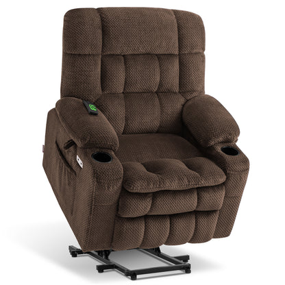MCombo Dual Motor Power Lift Recliner Chair with Massage and Heat for Elderly People, Infinite Position, USB Ports, Cup Holders, Extended Footrest, Fabric, 7890 Series