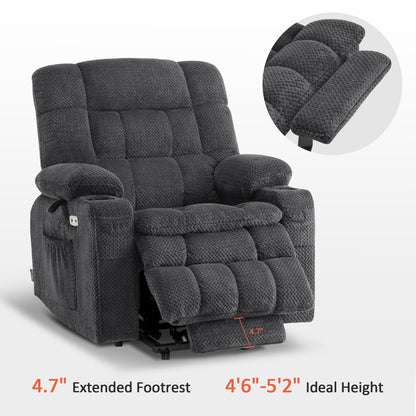 MCombo Dual Motor Power Lift Recliner Chair with Massage and Heat for Elderly People, Infinite Position, USB Ports, Cup Holders, Extended Footrest, Fabric, 7890 Series