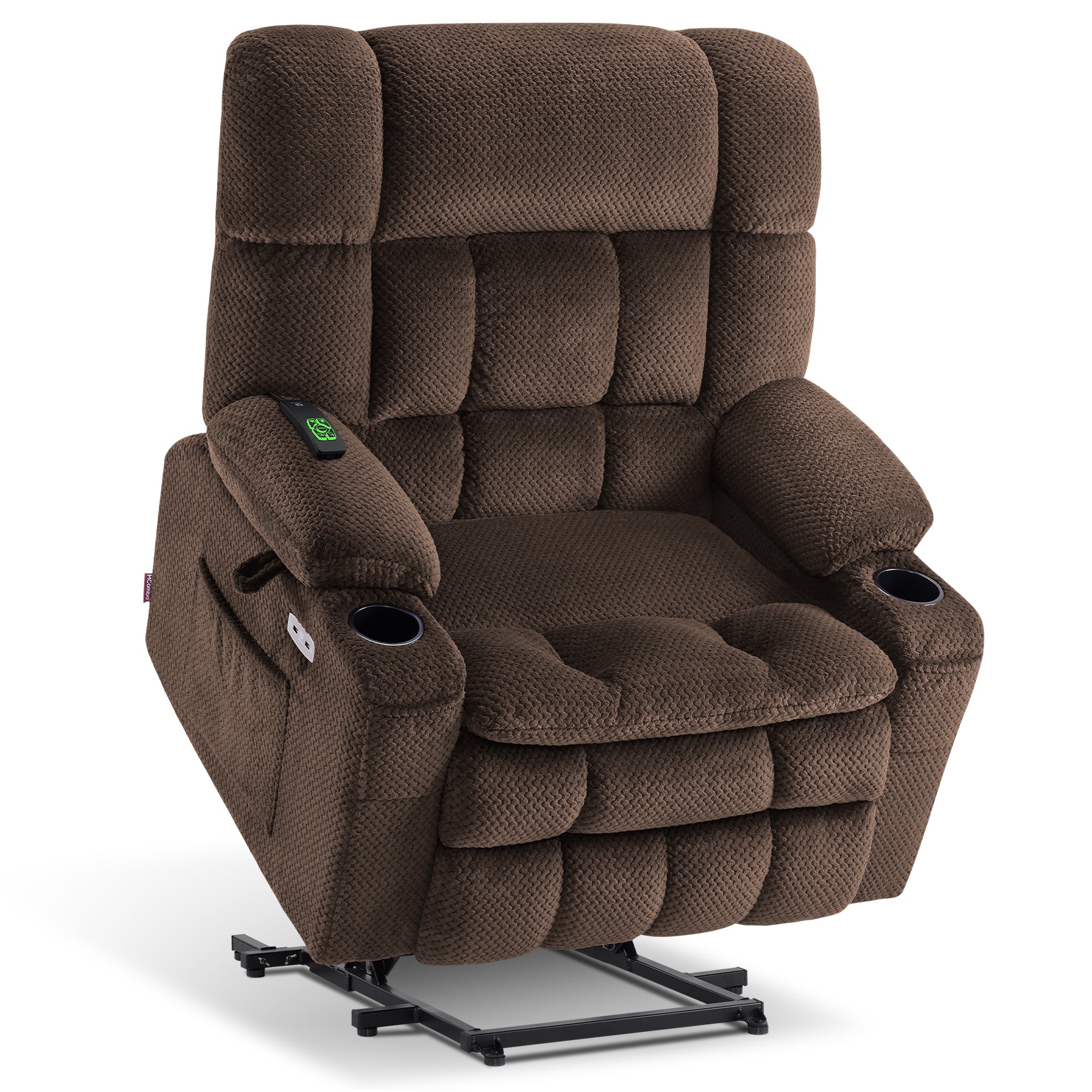 MCombo Dual Motor Power Lift Recliner Chair with Massage and Heat for Elderly People, Infinite Position, USB Ports, Cup Holders, Extended Footrest, Fabric, 7890 Series