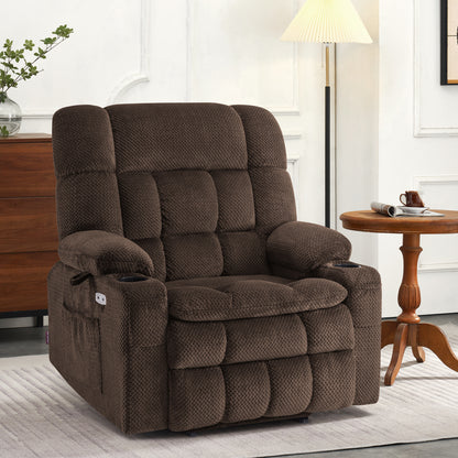 MCombo Dual Motor Power Lift Recliner Chair with Massage and Heat for Elderly People, Infinite Position, USB Ports, Cup Holders, Extended Footrest, Fabric, 7890 Series