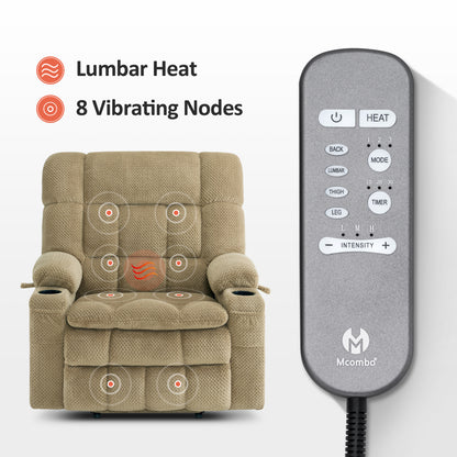 MCombo Dual Motor Power Lift Recliner Chair with Massage and Heat for Elderly People, Infinite Position, USB Ports, Cup Holders, Extended Footrest, Fabric, 7890 Series