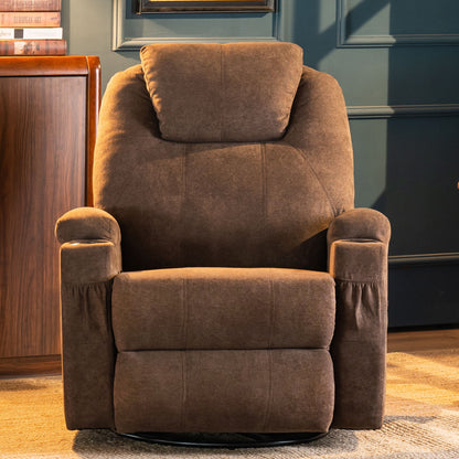 MCombo Manual Swivel Glider Rocker Recliner Chair with Massage and Heat for Adult, Cup Holders, USB Ports, 2 Side Pockets 8031,8041