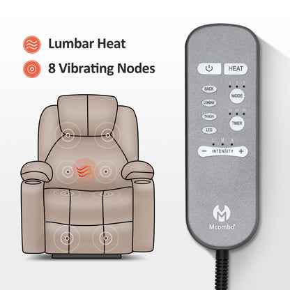 MCombo Electric Power Lift Recliner Chair Sofa with Massage and Heat for Elderly, 3 Positions, 2 Side Pockets and Cup Holders, USB Ports, Fabric 7040 Series