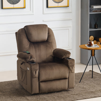 MCombo Electric Power Lift Recliner Chair Sofa with Massage and Heat for Elderly, 3 Positions, 2 Side Pockets and Cup Holders, USB Ports, Fabric 7040 Series