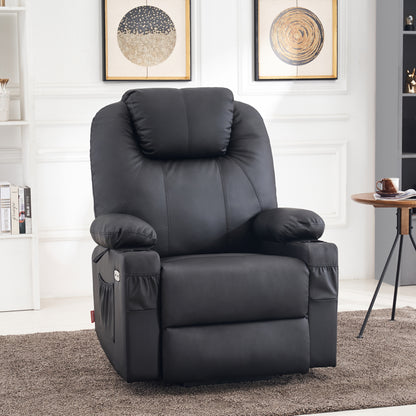 MCombo Power Lift Recliner Chair with Massage and Heat for Elderly, 3 Positions, 2 Side Pockets and Cup Holders, USB Ports, Faux Leather 7040 Series