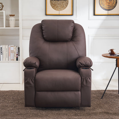 MCombo Power Lift Recliner Chair with Massage and Heat for Elderly, 3 Positions, 2 Side Pockets and Cup Holders, USB Ports, Faux Leather 7040 Series