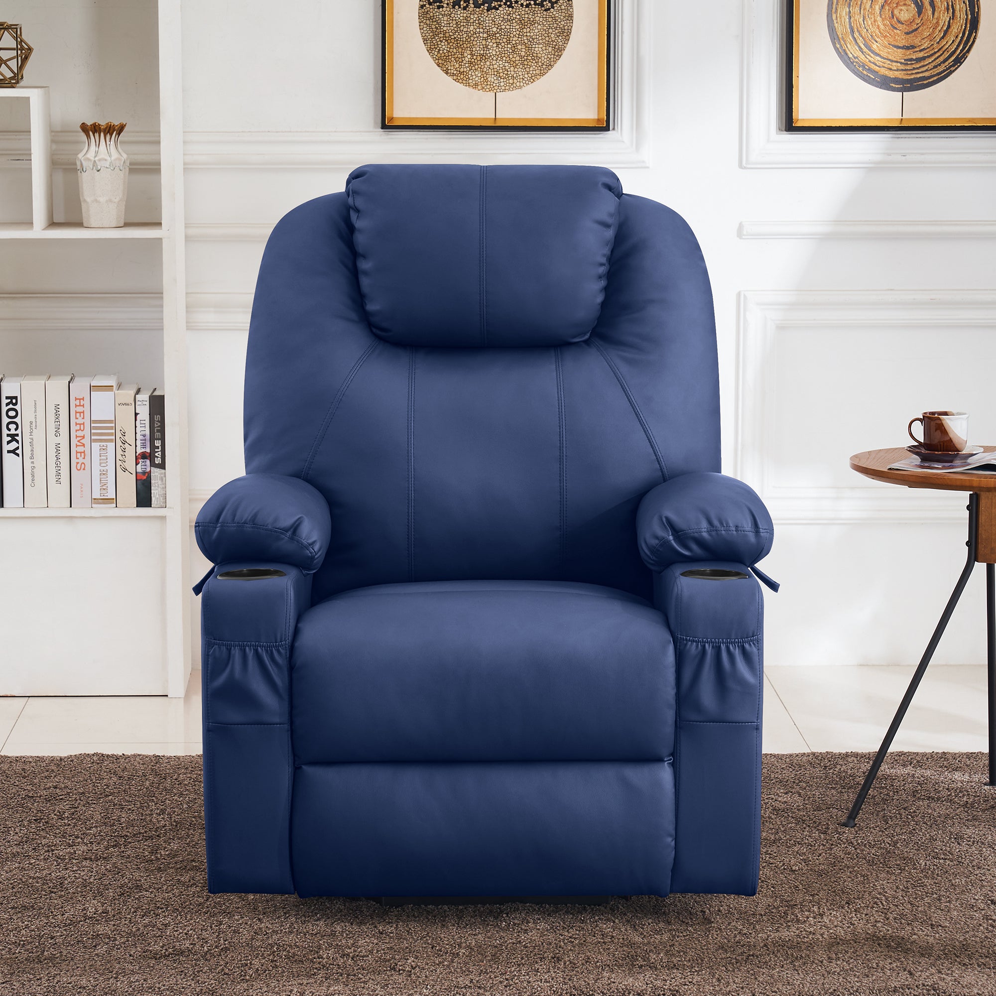 MCombo Power Lift Recliner Chair with Massage and Heat for Elderly, 3 Positions, 2 Side Pockets and Cup Holders, USB Ports, Faux Leather 7040 Series