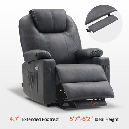 MCombo Power Lift Recliner Chair with Massage and Heat for Elderly, 3 Positions, 2 Side Pockets and Cup Holders, USB Ports, Faux Leather 7040 Series