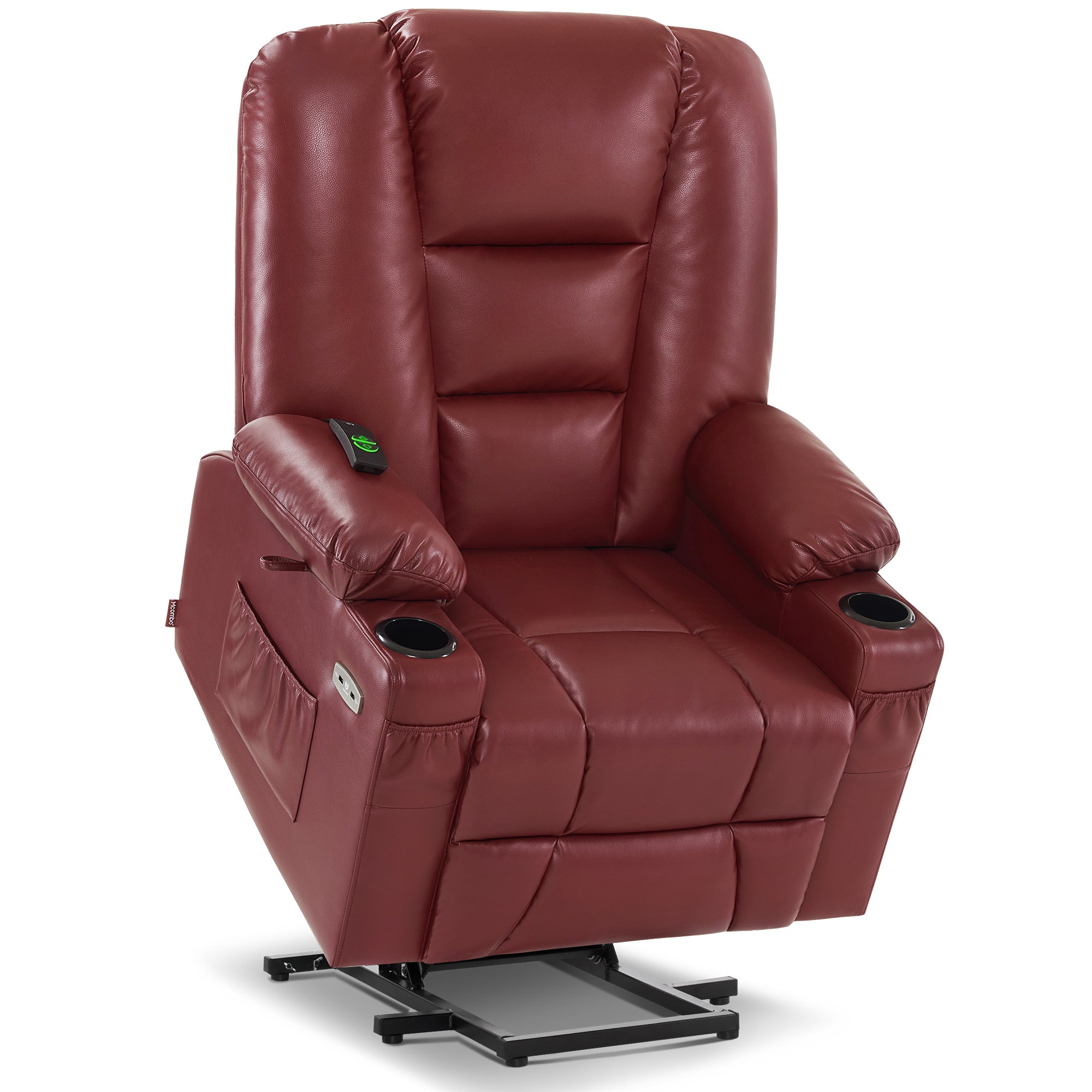 MCombo Power Lift Recliner Chair with Massage and Heat for Elderly, Extended Footrest, 3 Positions, Cup Holders, USB Ports, Faux Leather 7519 Series