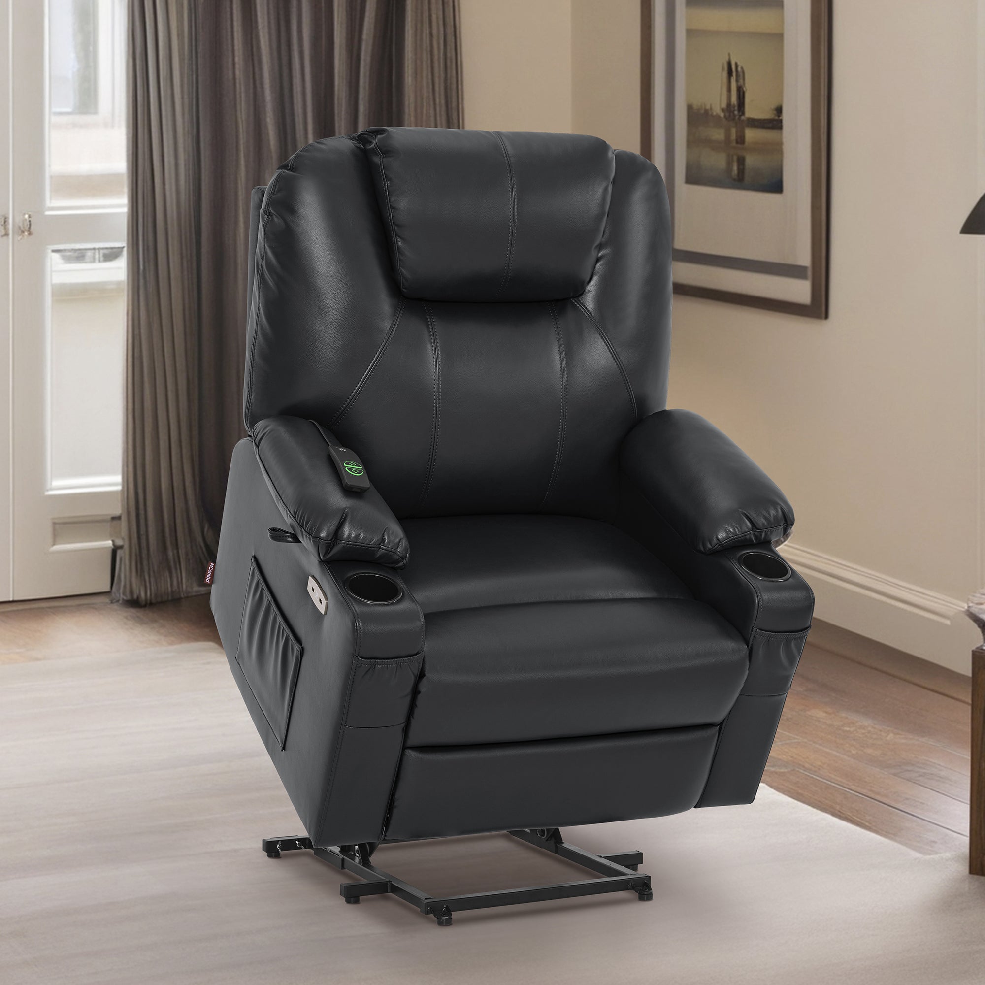 Power Lift Recliner Chair for Elderly, Massage and Heat, Faux Leather R7045|R7510