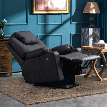 MCombo Power Lift Recliner Chair with Massage and Heat for Elderly, 3 Positions, 2 Side Pockets and Cup Holders, USB Ports, Faux Leather 7040 Series