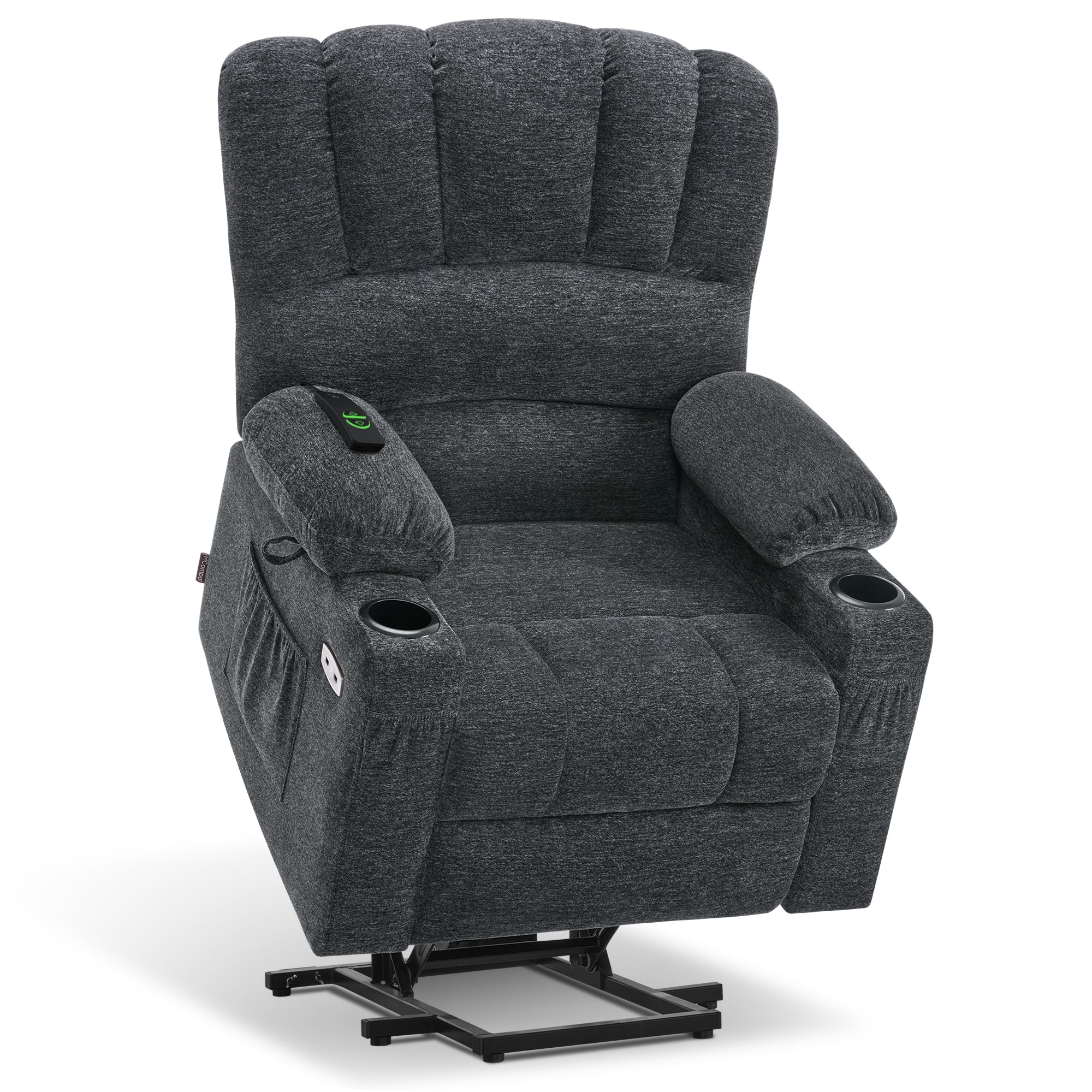 MCombo Power Lift Recliner Chair Sofa with Massage and Heat for Elderly People, Cup Holders, USB Ports, Side Pockets, Fabric 7095 Series