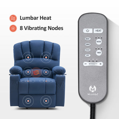 MCombo Power Lift Recliner Chair Sofa with Massage and Heat for Elderly People, Cup Holders, USB Ports, Side Pockets, Fabric 7095 Series