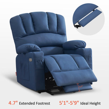 MCombo Power Lift Recliner Chair Sofa with Massage and Heat for Elderly People, Cup Holders, USB Ports, Side Pockets, Fabric 7095 Series