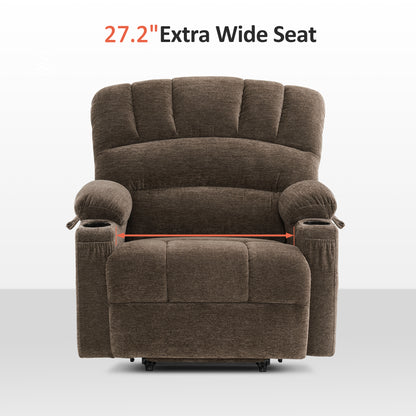 MCombo Power Lift Recliner Chair Sofa with Massage and Heat for Elderly People, Cup Holders, USB Ports, Side Pockets, Fabric 7095 Series