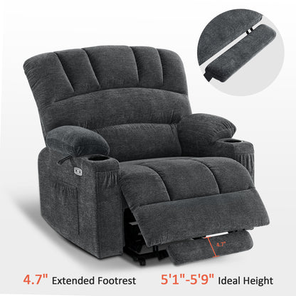 MCombo Power Lift Recliner Chair Sofa with Massage and Heat for Elderly People, Cup Holders, USB Ports, Side Pockets, Fabric 7095 Series