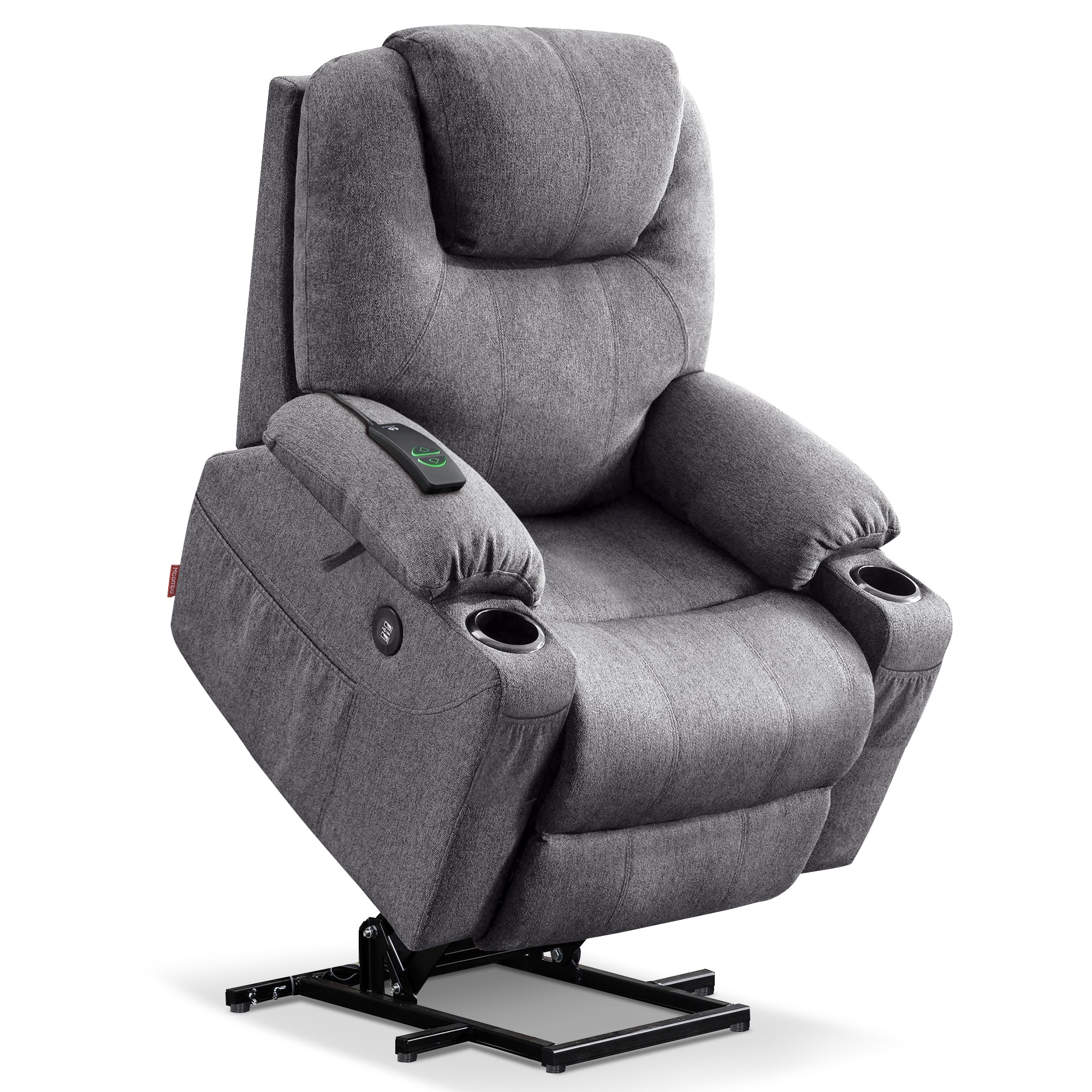 MCombo Electric Power Lift Recliner Chair Sofa with Massage and Heat for Elderly, 3 Positions, 2 Side Pockets and Cup Holders, USB Ports, Fabric 7040 Series