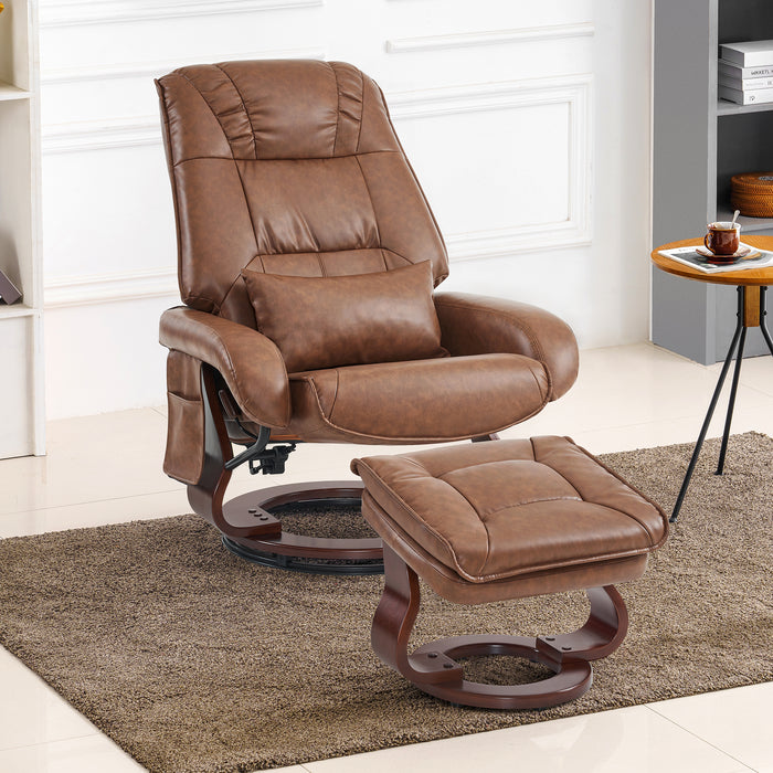 Mcombo Recliner Chair with Ottoman Vibration Massag Faux Leather 9068 - On  Sale - Bed Bath & Beyond - 32640812