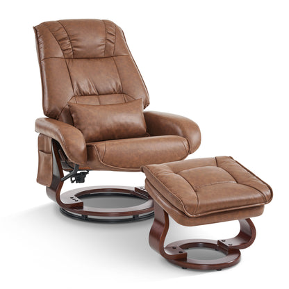 MCombo Swivel Recliners with Ottoman, Vibration Massage TV Chairs with Side Pocket, Faux Leather Ergonomic Lounge Chair for Living Room Bedroom 4877