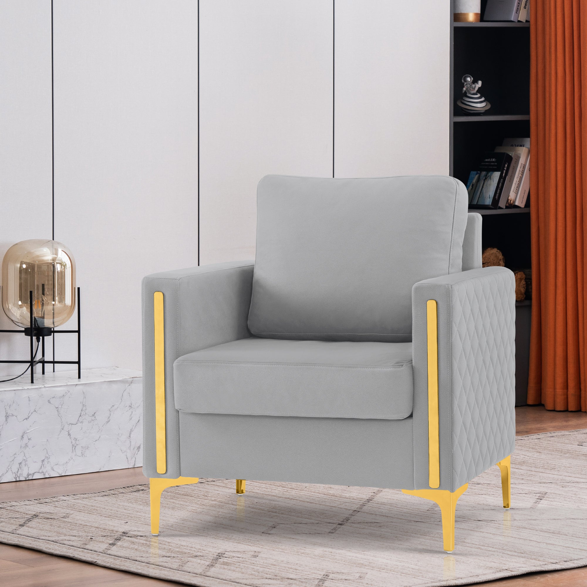 MCombo Accent Club Chair, Leathaire Fabric Upholstered Single Sofa Chairs, Modern Armchair for Living Room Office HQ614