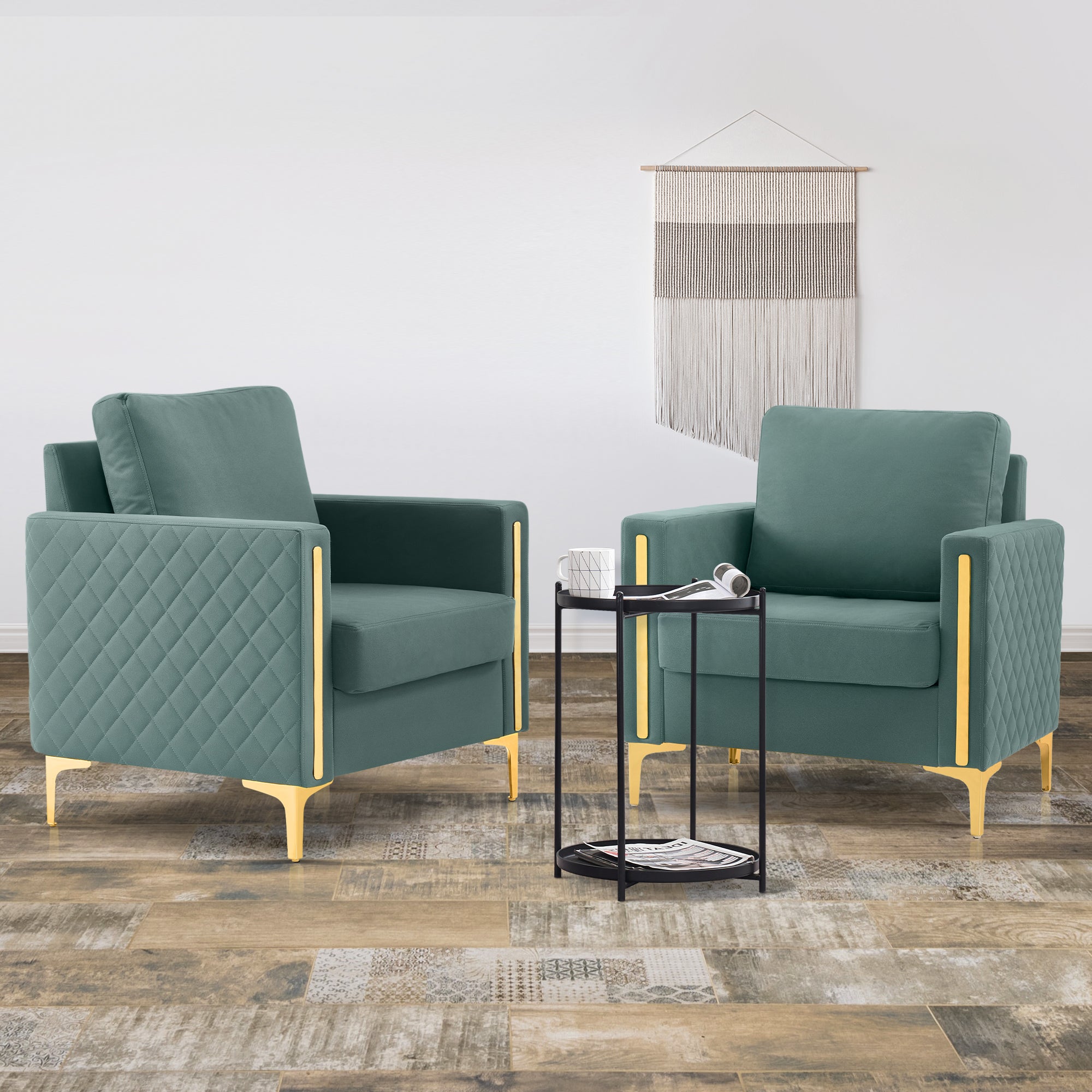 MCombo Accent Club Chair, Leathaire Fabric Upholstered Single Sofa Chairs, Modern Armchair for Living Room Office HQ614