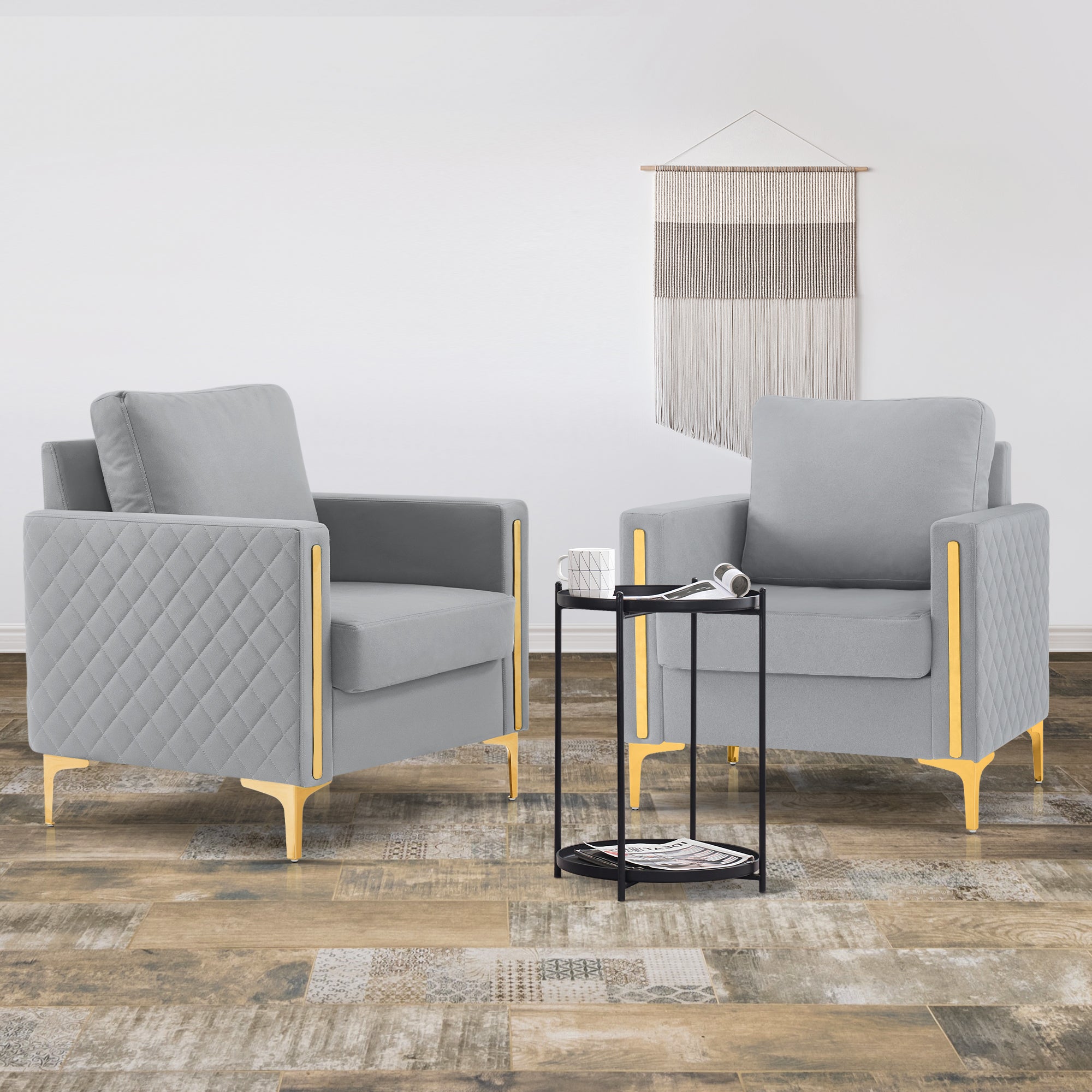 MCombo Accent Club Chair, Leathaire Fabric Upholstered Single Sofa Chairs, Modern Armchair for Living Room Office HQ614