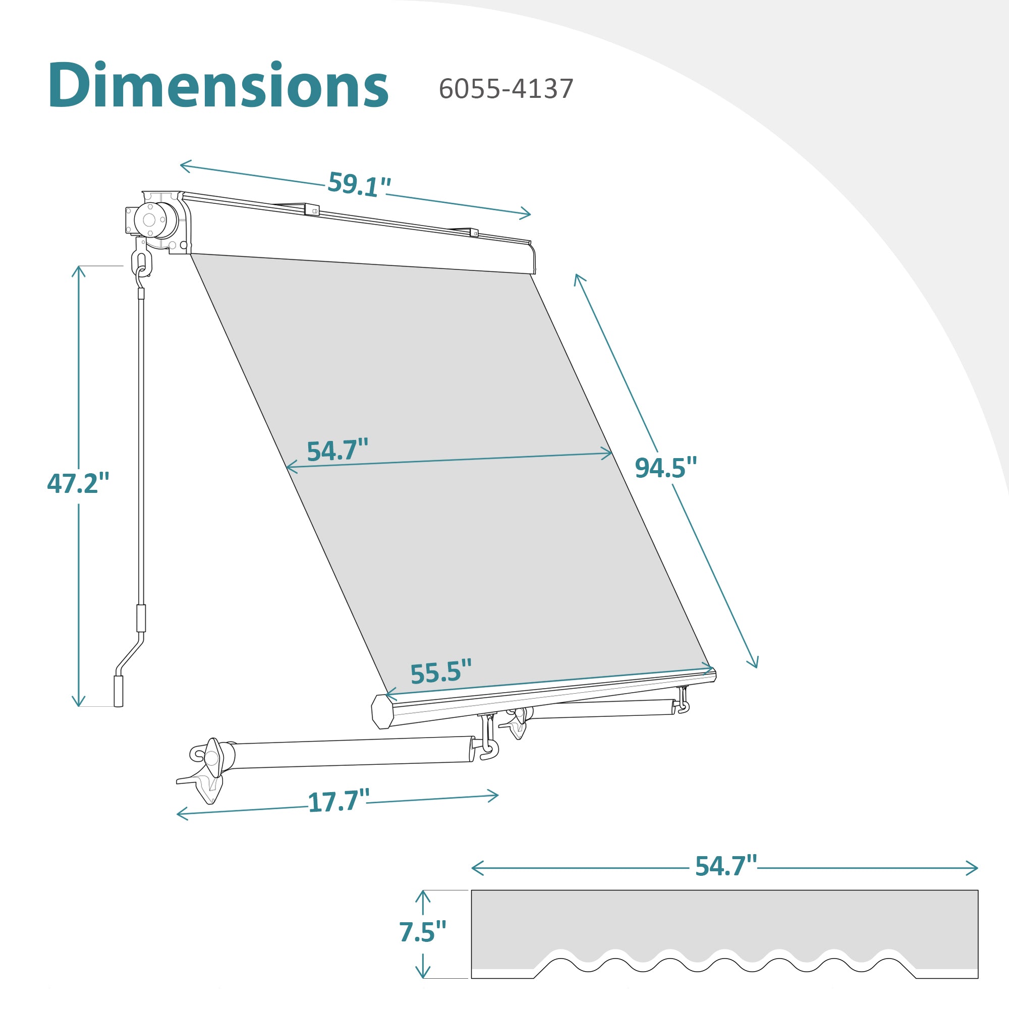 MCombo Patio Window Awnings 5'x8', Fully Assembled Manual Retractable Sunshade Canopy for Windows, 4137 4167