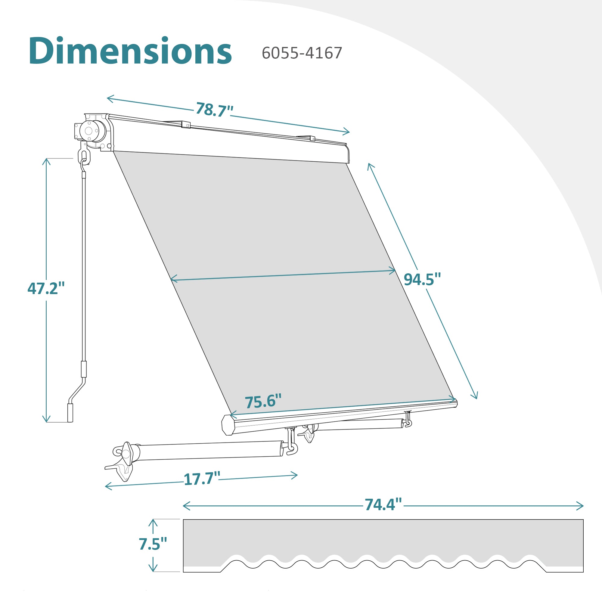 MCombo Patio Window Awnings 5'x8', Fully Assembled Manual Retractable Sunshade Canopy for Windows, 4137 4167