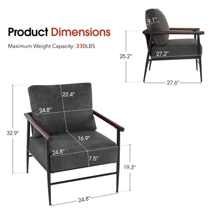 MCombo Modern Accent Chairs, Armchair with Upholstered Cushion, Leathaire Fabric Lounge Chairs for Living Room 4748