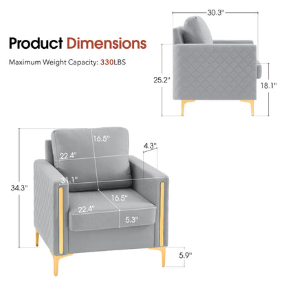 MCombo Accent Club Chair, Leathaire Fabric Upholstered Single Sofa Chairs, Modern Armchair for Living Room Office HQ614