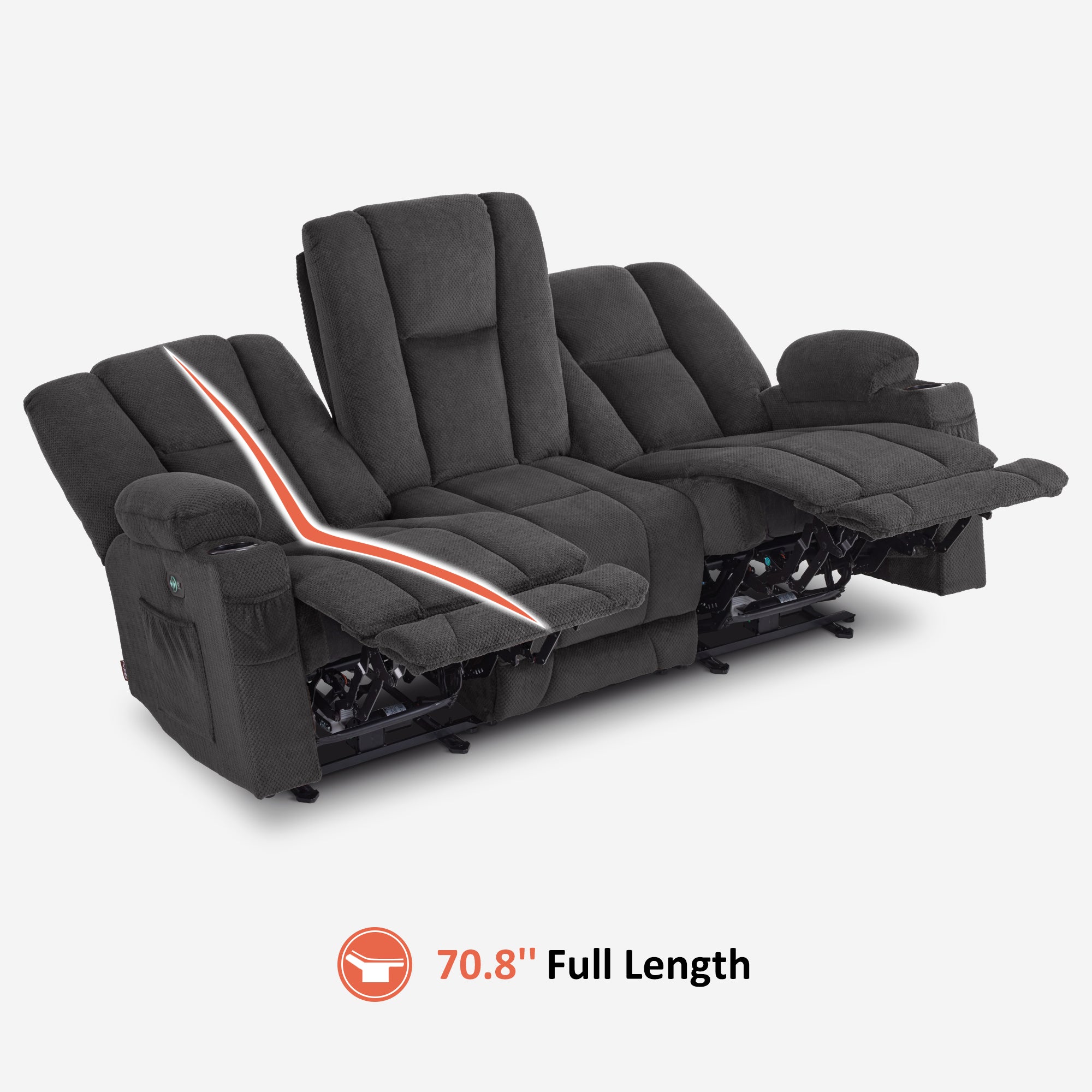 Power Reclining Sofa with Heat and Massage, Fabric 6015