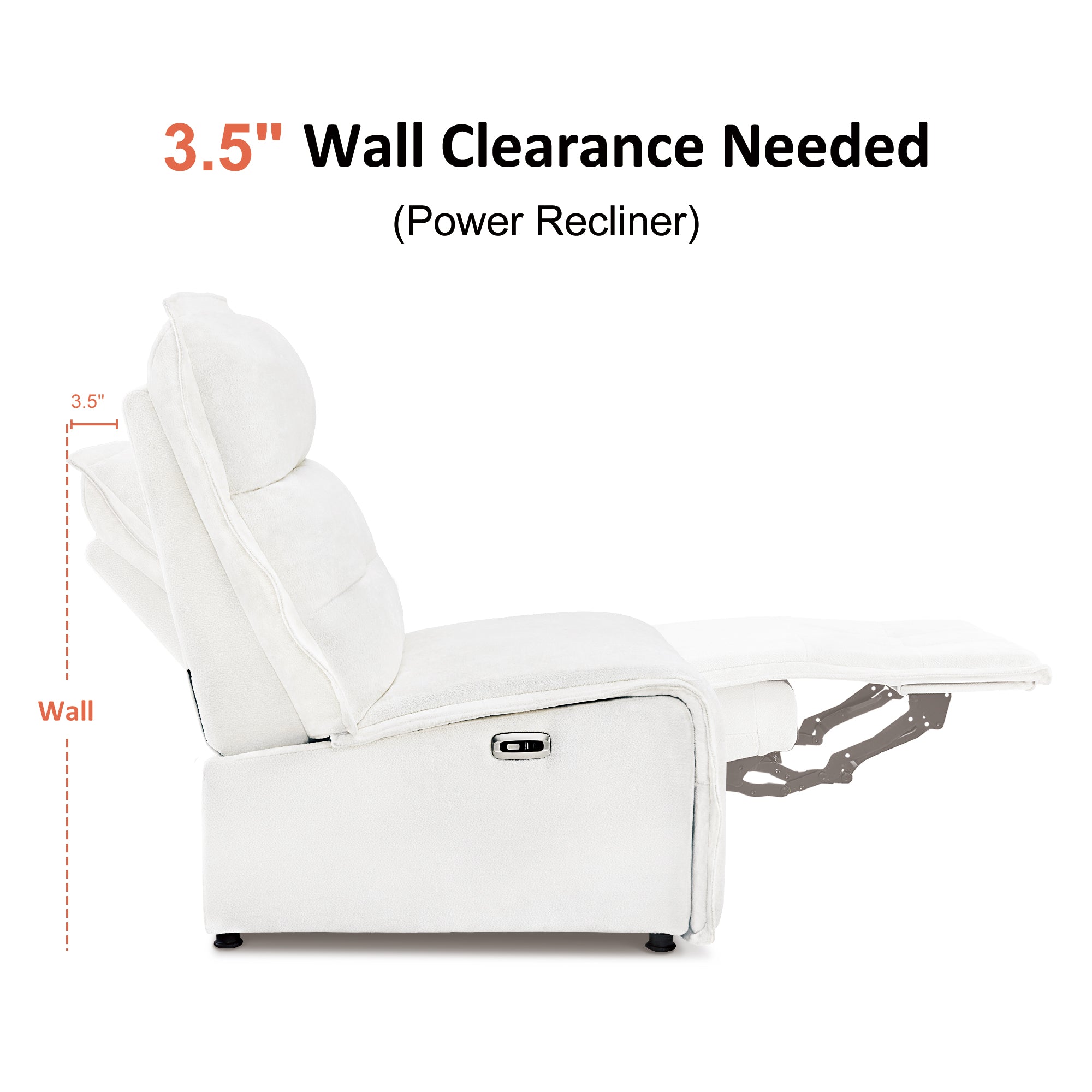 MCombo Armless Power Recliner Sofa with USB Ports, 3.5" Wall Clearance Electric Reclining Sofa Chair for Living Room, 6160-ARL01