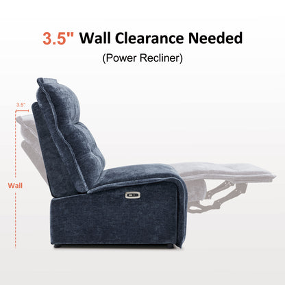 MCombo Armless Power Recliner Sofa with USB Ports, 3.5" Wall Clearance Electric Reclining Sofa Chair for Living Room, 6160-ARL01