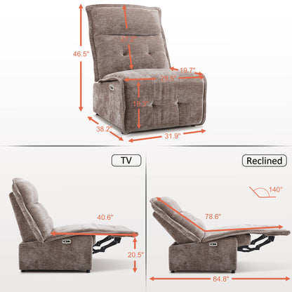 MCombo Armless Power Recliner Sofa with USB Ports, 3.5" Wall Clearance Electric Reclining Sofa Chair for Living Room, 6160-ARL01