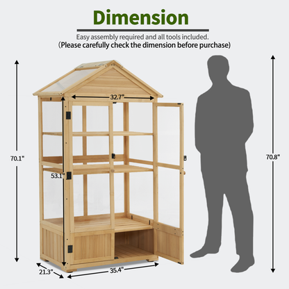 MCombo Cold Frame Greenhouse, 3 tier Wooden Greenhouse Cabinet with Adjustable Shelf, Garden Cold Frame Shed for Outdoor Indoor Use, 0847