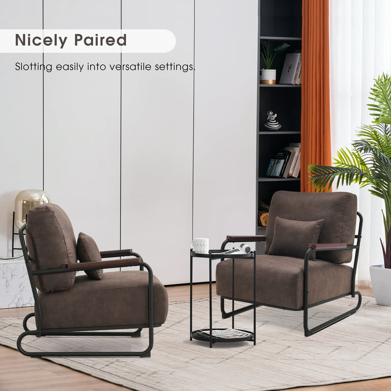 MCombo Modern Accent Chairs, Armchair with Extra-Thick Cushion, Bronzing Fabric Upholstered Lounge Sofa Chairs for Living Room Bedroom HQ102