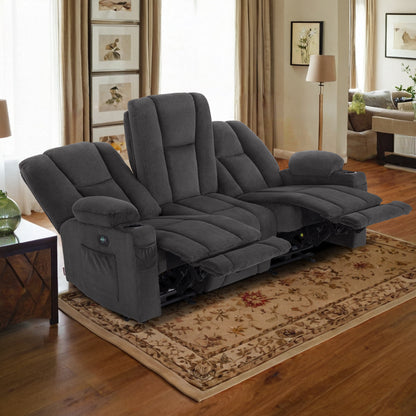 Power Reclining Sofa with Heat and Massage, Fabric 6015