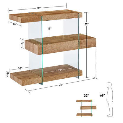 Glass Console Table with Storage Shelves, 5104