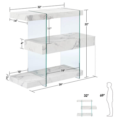 Glass Console Table with Storage Shelves, 5104